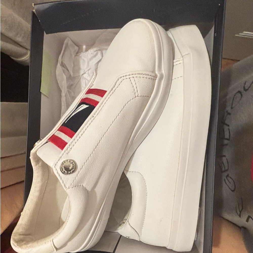 White Nautica trainers with red and blue accents